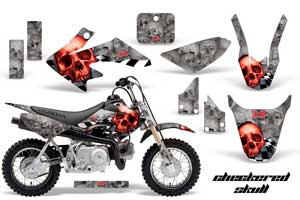 Honda CRF50 Dirt Bike Graphic Kit - 2004-2013 Checkered Skull Red
