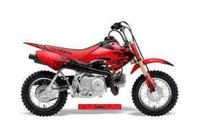Honda CRF50 Dirt Bike Graphic Kit - 2004-2013 Diamond Flames Red