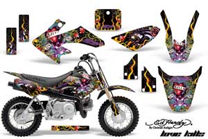Honda CRF50 Dirt Bike Graphic Kit - 2004-2013 Ed Hardy - Love Kills Black