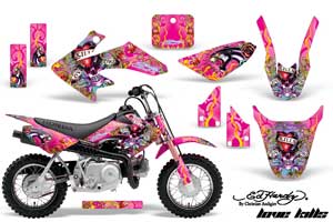 Honda CRF50 Dirt Bike Graphic Kit - 2004-2013 Ed Hardy - Love Kills Pink