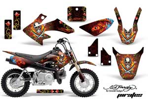 Honda CRF50 Dirt Bike Graphic Kit - 2004-2013 Ed Hardy - Pirates Red