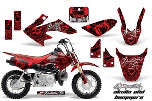 Honda CRF50 Dirt Bike Graphic Kit - 2004-2013 Skulls and Hammers Red