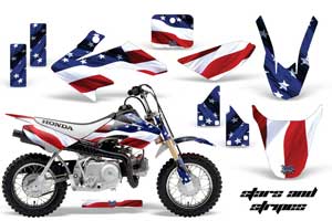 Honda CRF50 Dirt Bike Graphic Kit - 2004-2013 Stars and Stripes Red White & Blue