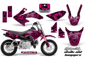 Honda CRF50 Dirt Bike Graphic Kit - 2004-2013 Skulls and Hammers Pink