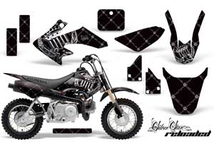 Honda CRF50 Dirt Bike Graphic Kit - 2004-2013 Silver Star - Reloaded Black
