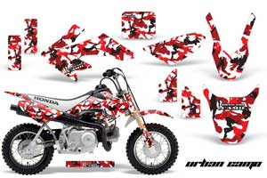 Honda CRF50 Dirt Bike Graphic Kit - 2004-2013 Urban Camo Red
