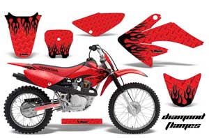 Honda CRF100 Dirt Bike Graphic Kit - 2004-2010 Diamond Flames Red