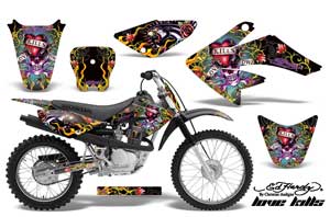 Honda CRF80 Dirt Bike Graphic Kit - 2004-2010 Ed Hardy - Love Kills Black