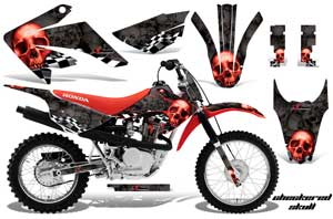 Honda CRF100 Dirt Bike Graphic Kit - 2011-2016 Checkered Skull Red