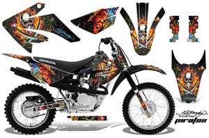 Honda CRF100 Dirt Bike Graphic Kit - 2011-2016 Ed Hardy - Pirates Black