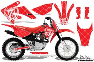 Honda CRF100 Dirt Bike Graphic Kit - 2011-2016 Silver Star - Reloaded Red