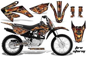 Honda CRF100 Dirt Bike Graphic Kit - 2011-2016 Firestorm Black