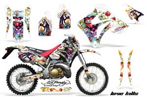 Honda CRM 250 AR Dirt Bike Graphic Kit - 1989-1999 Ed Hardy - Love Kills White