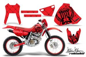 Honda XR400 Dirt Bike Graphic Kit - 1996-2004 Silver Star - Reloaded Red