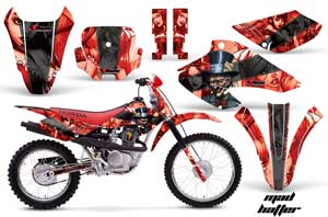 Honda XR80 Dirt Bike Graphic Kit - 2001-2003 Mad Hatter Red