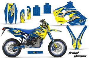 Husaberg FC / FE / FS 650 Dirt Bike Graphic Kit - 2001-2005 Tribal Flames Yellow