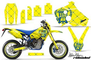 Husaberg FC / FE / FS 650 Dirt Bike Graphic Kit - 2001-2005 Silver Star - Reloaded Yellow