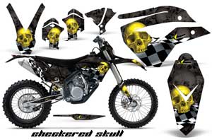 Husaberg FS / FE 450 Dirt Bike Graphic Kit - 2009-2012 Checkered Skull Yellow