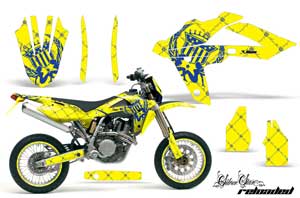 Husqvarna TC / TE 450 Dirt Bike Graphic Kit - 2005-2010 Silver Star - Reloaded Yellow