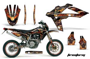 Husqvarna SM / SMR 450 / 530 Dirt Bike Graphic Kit - 2005-2010 Firestorm Black