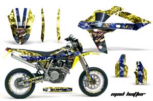 Husqvarna SM / SMR 450 / 530 Dirt Bike Graphic Kit - 2005-2010 Mad Hatter Yellow