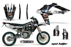 Husqvarna SM / SMR 450 / 530 Dirt Bike Graphic Kit - 2005-2010 Mad Hatter Black