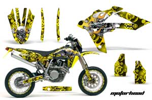Husqvarna TC / TE 250 Dirt Bike Graphic Kit - 2005-2008 Motorhead Yellow