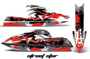 Kawasaki 750 SX / SXR Jet Ski Graphic Kit - 1992-1998 Street Star Red