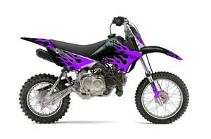 Kawasaki KLX110L Dirt Bike Graphic Kit - 2010-2018 Diamond Flames Purple