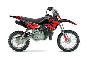 Kawasaki KLX110L Dirt Bike Graphic Kit - 2010-2018 Diamond Flames Red