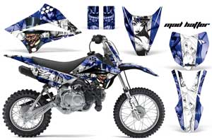 Kawasaki KLX110 Dirt Bike Graphic Kit - 2010-2016 Mad Hatter Blue