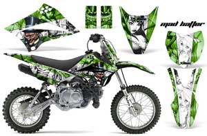 Kawasaki KLX110 Dirt Bike Graphic Kit - 2010-2016 Mad Hatter Green