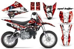 Kawasaki KLX110 Dirt Bike Graphic Kit - 2010-2016 Mad Hatter Red