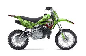Kawasaki KLX110 Dirt Bike Graphic Kit - 2010-2016 Bone Collector Green