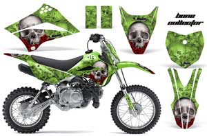 Kawasaki KLX110L Dirt Bike Graphic Kit - 2010-2018 Bone Collector Green