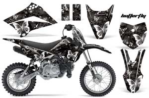 Kawasaki KLX110L Dirt Bike Graphic Kit - 2010-2018 Butterfly Black