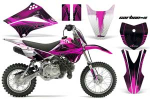 Kawasaki KLX110L Dirt Bike Graphic Kit - 2010-2018 Carbon X Pink