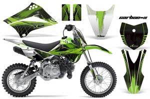 Kawasaki KLX110L Dirt Bike Graphic Kit - 2010-2018 Carbon X Green