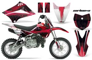 Kawasaki KLX110 Dirt Bike Graphic Kit - 2010-2016 Carbon X Red