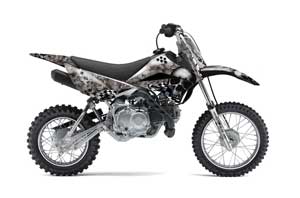 Kawasaki KLX110 Dirt Bike Graphic Kit - 2010-2016 Checkered Skulls Black