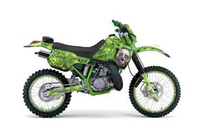 Kawasaki KDX200 Dirt Bike Graphic Kit - 1989-1994 Bone Collector Green