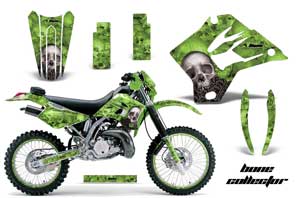 Kawasaki KDX220 Dirt Bike Graphic Kit - 1997-2005 Bone Collector Green