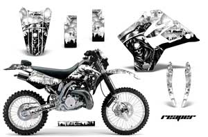 Kawasaki KDX200 Dirt Bike Graphic Kit - 1995-2006 Reaper White