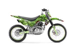 Kawasaki KLX140 Dirt Bike Graphic Kit - 2008-2021 Bone Collector Green