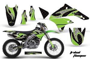 Kawasaki KLX450 Enduro Dirt Bike Graphic Kit - 2008-2016 Tribal Flames Green