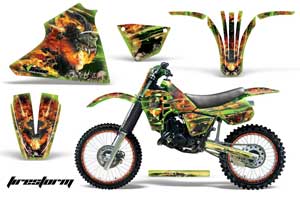Kawasaki KX125 Dirt Bike Graphic Kit - 1983-1985 Firestorm Green