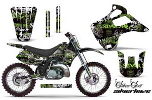Kawasaki KX250 Dirt Bike Graphic Kit - 1992-1993 Silver Star - Silverhaze Green