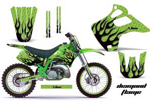 Kawasaki KX250 Dirt Bike Graphic Kit - 1992-1993 Diamond Flame Green
