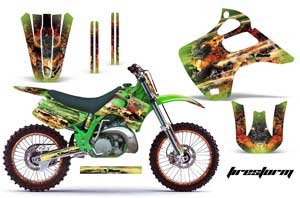 Kawasaki KX125 Dirt Bike Graphic Kit - 1992-1993 Firestorm Green