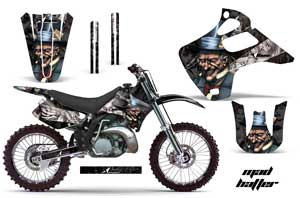 Kawasaki KX125 Dirt Bike Graphic Kit - 1992-1993 Mad Hatter Black